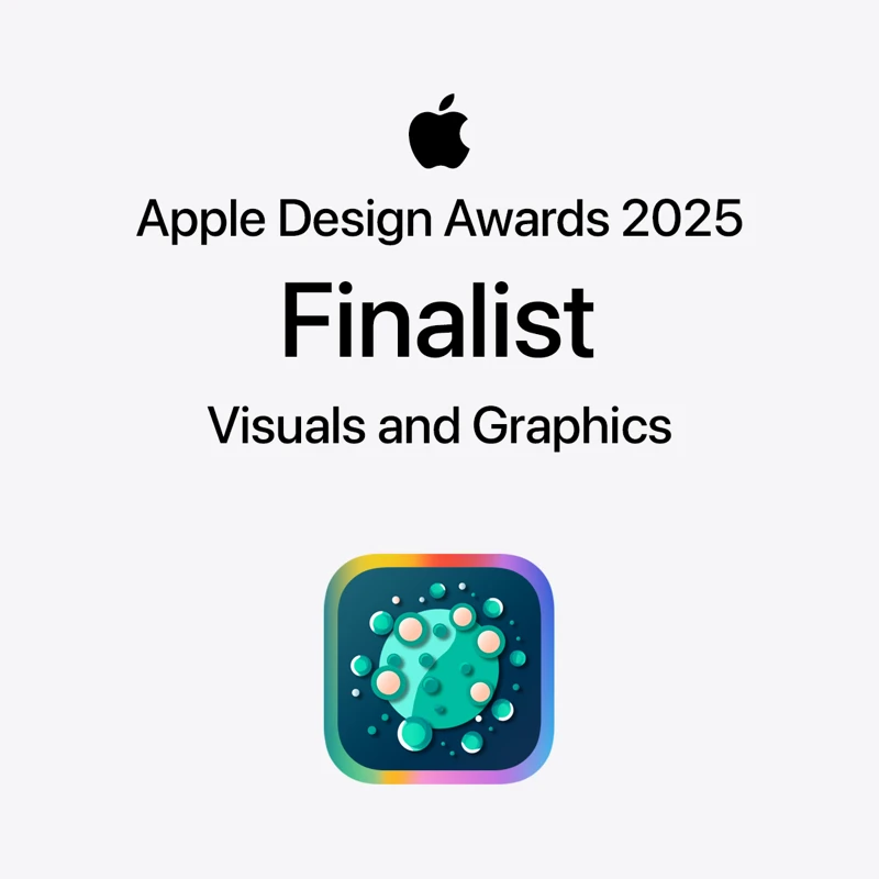 Apple Design Awards 2025 finalist badge for CellWalk, Visuals and Graphics.